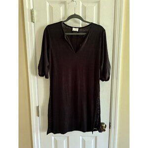Wrap London Linen Tunic Top Black
